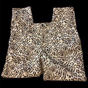 CHICO'S 1.5R "So Slimming" Girlfriend Slim Leg Ankle Leopard Pants Beige & Black